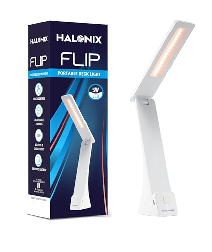 Halonix Flip Dimmable 3-In-1 Mode Portable Desk Lamp | Led Table Lamp | Study Lamp | Desk Light | Color-White,Off-White,Yellow