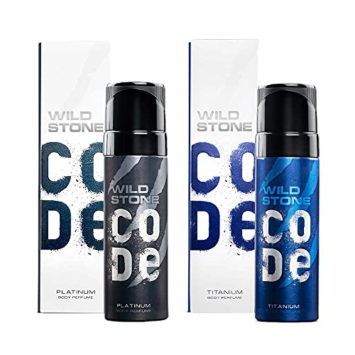 Wild Stone Code Platinum & Titanium No Gas Body Perfume Spray Combo For Men,Pack Of 2 (120Ml Each)