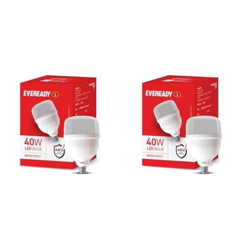 Eveready 40W Led Hammer Bulb | High Cri & High Efficiency | Energy Efficient | Mercury-Free | 4Kv Surge Protection | 100 Lumens Per Watt | Cool Day Light (6500K) (Pack Of 2)