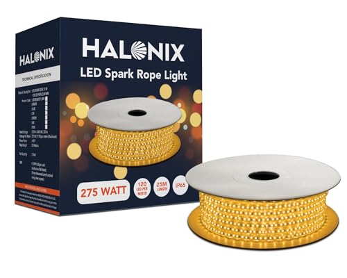 Halonix 25 Meter Yellow Rope Light | Bis Approved | Plug-N-Play | Waterproof | Diwali Lights For Decoration For Home | Festive Light | Strip Light | Pack Of 1 Rope Light
