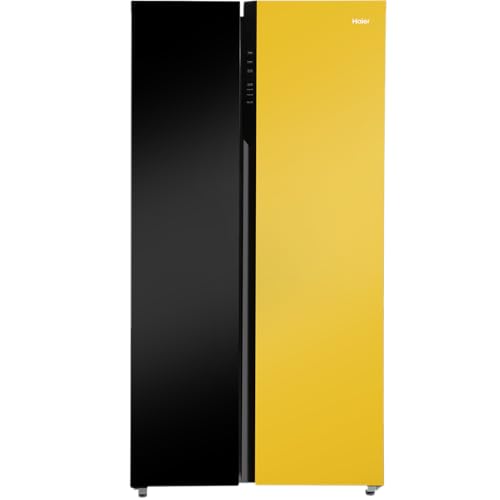 Haier 602L, 3-Star, Vogue 100% Convertible Fridge Space, Expert Inverter 2-Door Side By Side Refrigerator, (Hrs-682Kyg, Black Yellow Glass)
