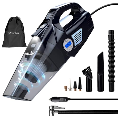 Woscher Woscherr 578D Car Vacuum Cleaner 2In1 & Tyre Inflator For Car And Bike 150 Psi |120 Watt Car Vaccine Cleaner High Power 5500Pa Handheld|Led Light| Auto Shut Off| Wet/Dry Use