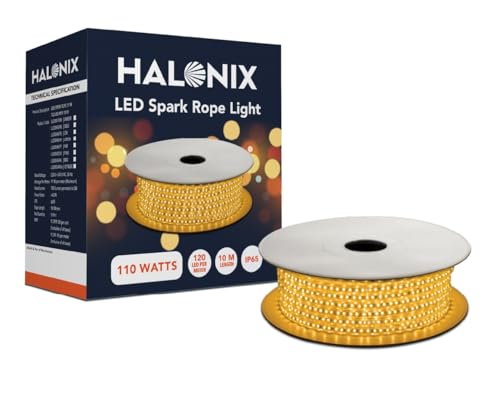 Halonix 10 Meter (33 Feet) Yellow Rope Light | Plug-N-Play | Waterproof | 1200 Bright Leds | Diwali Lights For Decoration For Home | Festive Light | Strip Light | String Light | Pack Of 1 (Yellow)
