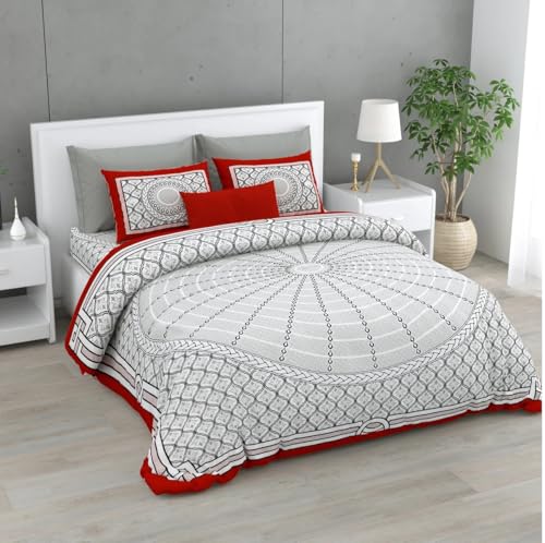 Enorma King Size Cotton Bedsheet With 2 Pillow Covers – Soft, Breathable & Durable | Elegant Printed Bed Sheet Set For Bed – All-Season Use,Tc-300 (100 * 108 Inch) (Pale Gray)