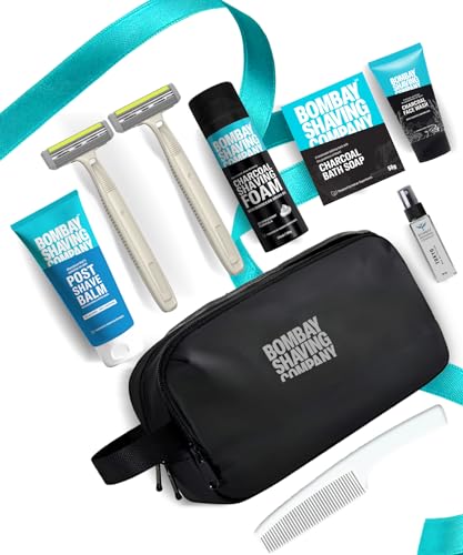Bombay Shaving Company 9In1 Grooming Kit For Men | Shaving Foam, Post Shave Balm, Charcoal Soap, Razor For Men