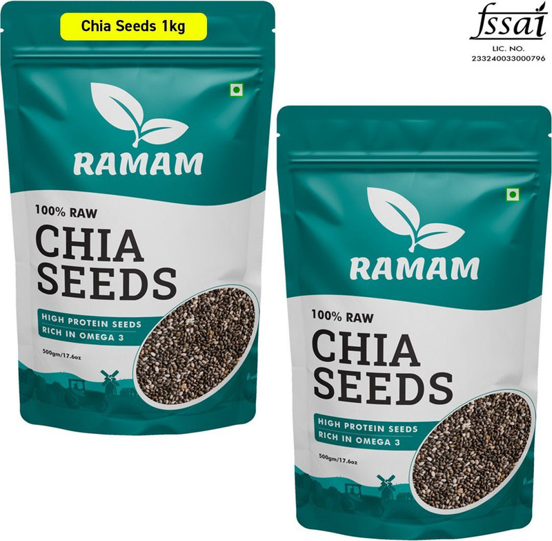 Ramam Chia Seeds For Weight Management | Rich In Omega 3| High Protein Seeds | Black Chia Seeds(2 X 0.5 Kg)