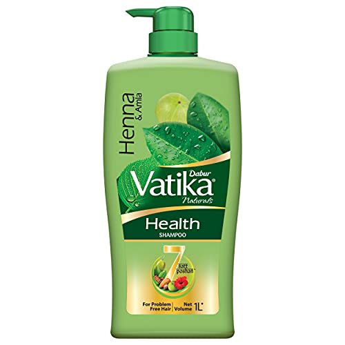 Dabur Vatika Health Shampoo – 1L | For Smooth, Shiny & Nourished Hair | Repairs Hair Damage, Controls Frizz | For All Hair Types | Goodness Of Henna & Amla