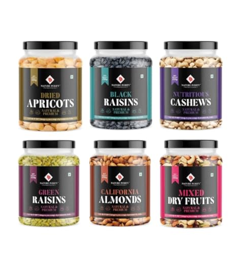 Nature Purify Dried Fruits Combo 1.5 Kg (Almond, Cashew, Apricot, Raisins, Black Raisins,& Mixed Nuts) – Gift Pack