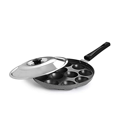 Cello Non-Stick 12 Cavity Appam Patra Single Handle With Stainless Steel Lid