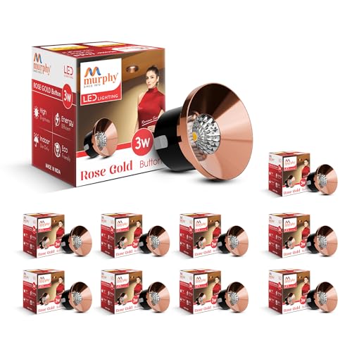 Murphy 3 Watts Rose Gold Button Led Cool White Round Led Spot Light, Pack Of 10