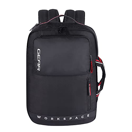 Gear Workspace 18 Ltrs Hybrid Briefcase Laptop Backpack (Black-Red), One Size (Bkpwrphyd0101)