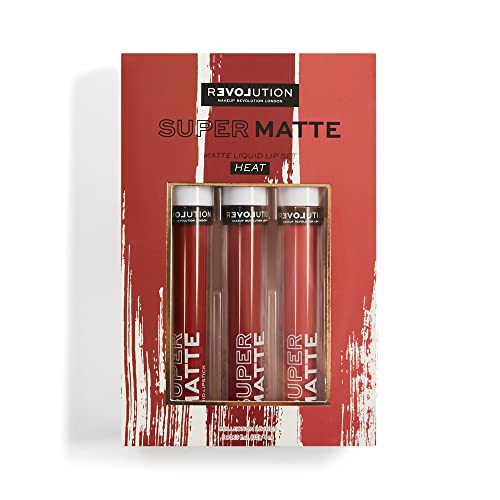 Makeup Revolution Lipstick Set Multi (Matte) Intensely Pigmented & Long-Lasting, Velvet Water Proof Lip Makeup, Vegan & Cruelty-Free (3)