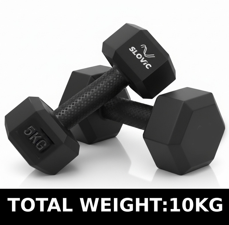 Slovic Pvc Dumbbells Set For Home Gym | 5 Kg | Set Of 2 | Fixed Weight Dumbbell(10 Kg)