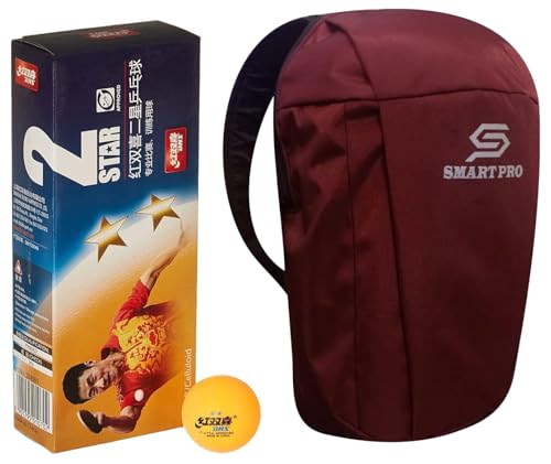 Dhs Tt Ball 40Mm 2 Star Orange (10 Pcs Box) 20 Pcs With Smart Pro Tt Special Cover Speed Wine