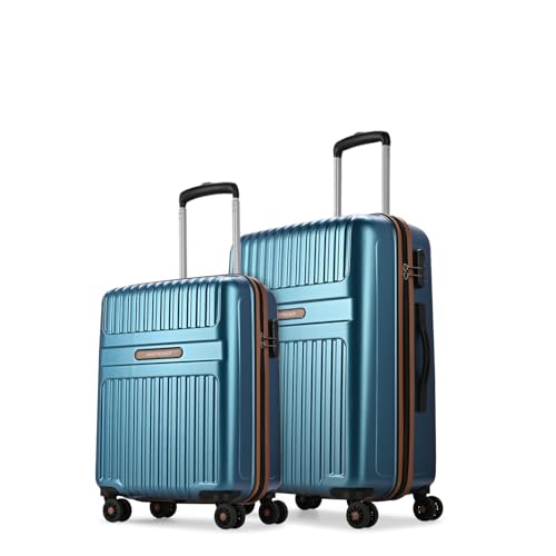 Aristocrat Atlas Set Of 2 Trolley Bag 55Cm & 66Cm | Small+Medium | Hard Luggage | Smooth 8-Wheel Suitcase | Secure Combination Lock With Sturdy Zipper | Full Fabric Convipack | 3-Year Warranty (Teal)