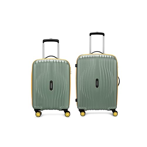 Aristocrat Vortex Plus | Set Of 2 Trolley Bag, 55+65 Cm, Small+Medium Hardside Luggage | 8 Wheels, Combination Lock | Polycarbonate | 3 Year International Warranty | Thyme Green