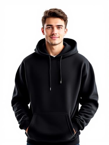 Glowic Men’S Hoodie | Oversized Stylish Sweatshirt For Winter Wear | Trendy Casual Hoodie For Men | Perfect For Gym, Travel, Streetwear Fashion (In, Alpha, Xl, Regular, Black)