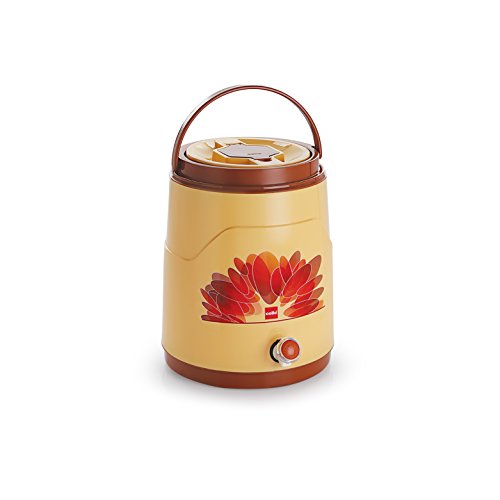 Cello Fountain Plastic Pu Insulated Water Jug 5 Litres, Beige| Leak Resistant | Wide Mouth For Cleaning | Bpa Free | Easy To Carry | Ideal For Travel, Picnic, Homes, Offices, Shops & Clinics