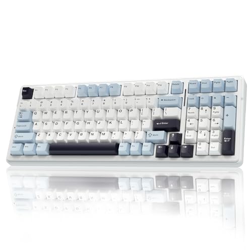 Aula F99 Wireless Mechanical Keyboard | Tri-Mode Bt5.0/2.4Ghz/Usb-C Hot Swappable | Pre-Lubed Linear Switches, Gasket Structure | Rgb Backlit Gaming Keyboard (Ice Blue – Reaper Switch)