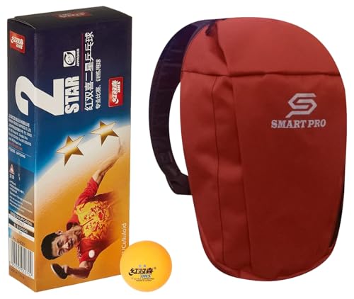 Dhs Tt Ball 40Mm 2 Star Orange (10 Pcs Box) 40 Pcs With Smart Pro Tt Special Cover Speed Mehroon