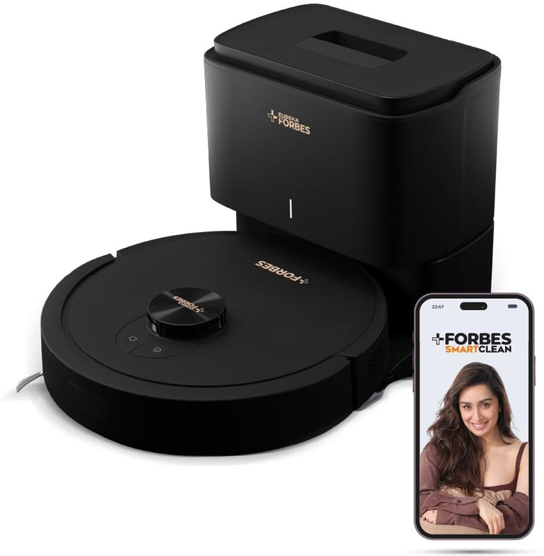 Eureka Forbes Auto Bin Turbo Robotic Floor Cleaner Smartclean, 7000Pa Hypersuction (40 Days Hands-Free Cleaning) | Lidar 3.0 & Quick Home Mapping | Wet Mopping | 3-Hour Run Time | Smart App Control (Wifi Connectivity, Google Assistant And Alexa)(Black)