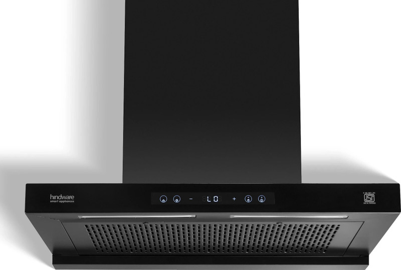 Hindware Smart Appliances Tayla Bldc 90 Auto Clean | Maxx Silence Technology | T-Shape | Filterless | Touch Control | Motion Sensor | Energy Efficient Led Light | Powerful Suction | Wall Mounted Black 1500 Cmh Chimney
