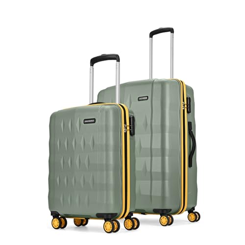 Aristocrat Comet Set Of 2 Trolley Bag 56, 66Cm | Small+Medium| Hard Luggage| Smooth 8-Wheel Suitcase| Combination Lock With Sturdy Zipper| Full Fabric Convipack | 3-Year International Warranty (Green)