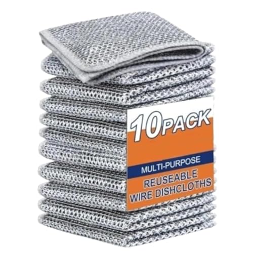 Zoiy (10 Pack Non-Scratch Dish Wash Cloth, Steel Wire Dish Cloth, Wire Dishwashing Rags Stainless Steel Scrubber Non-Scratch Wire Dishcloth For Washing Dishes Sinks Counters