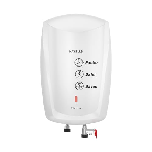 Havells Signa 5 Litre Instant Water Heater(Geyser)| Twin Led Indicator| Rust And Shock Proof Body| Isi Marked| Fire Retardant Power Cord| Warranty: 5 Year On Inner Tank & 2 Year Comprehensive (White)