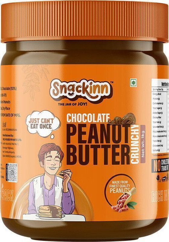 Snackinn Chocolate Peanut Butter Crunchy Protein Rich Healthy Nut Spread(1 Kg)