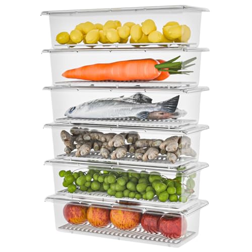 Bd Store Fridge Storage Containers – Set Of Vegetable & Food Storage Boxes For Refrigerator & Freezer, Stackable Plastic Fridge Organizers For Kitchen, Food Storage & Organization (6)