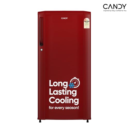 Candy 175 L 2 Star Direct Cool Single Door Refrigerator With Toughened Glass Shelves (Red Mono, Csd1852Rm)