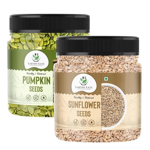 Earthy Eats Combo Pack Pumpkin & Sunflower Seed (250Gm Each Jar) | Nutrient-Rich Healthy Diet Snack | Baking, And Salads, Yogurt & Smoothies | Kaddu Seeds For Eating | Pepitas | Rich In Dietary Fibre