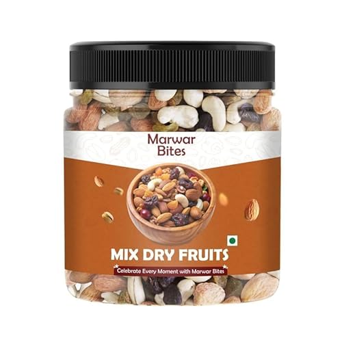 Marwarbites Panchmewa Mix Dry Fruit 500Gm | Healthy Mixed Nuts And Seed With Almonds, Cashews, Dates, Pumpkin Seeds, Candied Amla | Reusable Jar