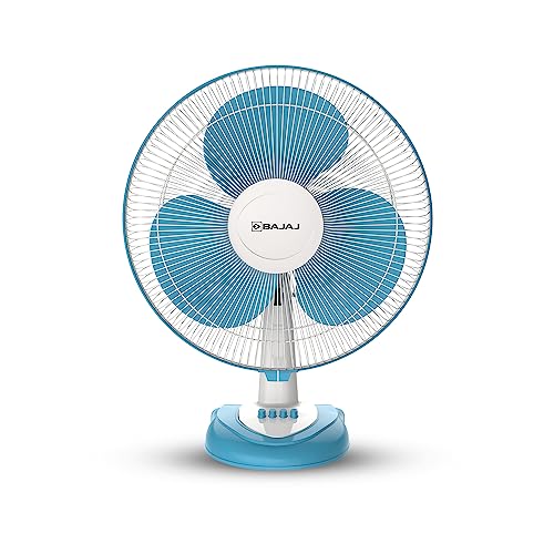 Bajaj Frore Neo Table Fan 400 Mm | Table Fans For Home & Office | Aerodynamically Balanced Blades | 100% Copper Motor | High Air Delivery | 3-Speed Control | 2-Yr Warranty 【Blue】