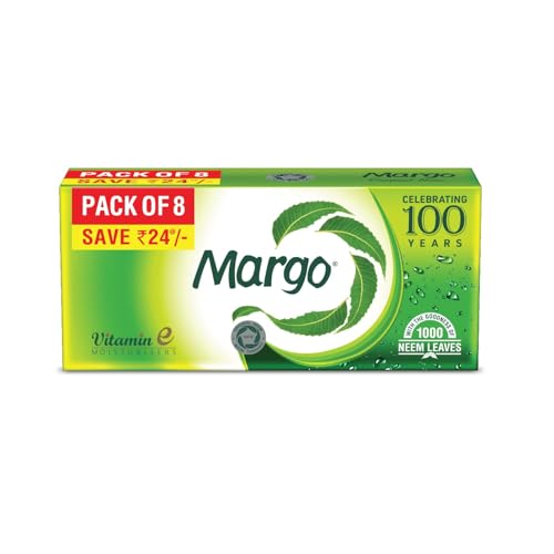 Margo Original Neem Soap 125Gm X 8 | Powered With Goodness Of 1000 Natural Neem Leaves | Soap For Clear And Beautiful Skin | Infused With Vitamin E For Moisturising