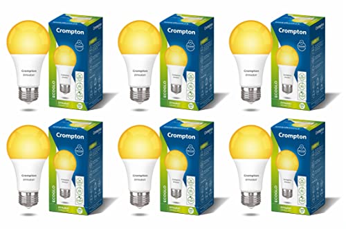 Crompton Dyna Ray 12W Round E27 Led Warm White Pack Of 6