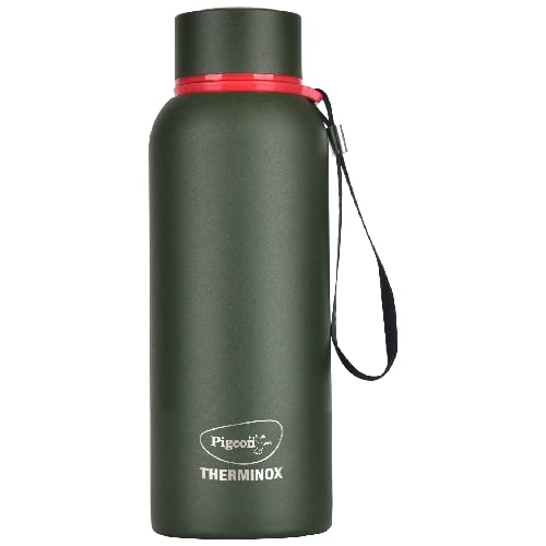 Pigeon By Stovekraft Croma Galaxy Stainless Steel Double Walled Leak Proof Thermos Water Bottle With Copper Coating Inside For Better Hot And Cold Retention 600 Ml (Green) (1 Year Warranty)