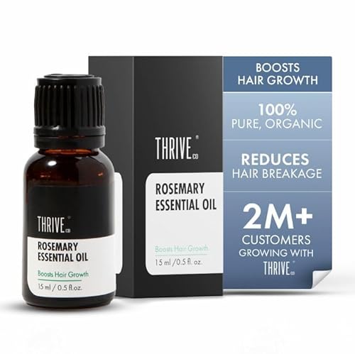Thriveco Rosemary Essential Oil | Helps Promote Hair Growth & Control Hair Fall | 100% Pure & Organic | With Vitamin E | Strengthens Hair & Supports Scalp Health | For Men & Women | 15 Ml