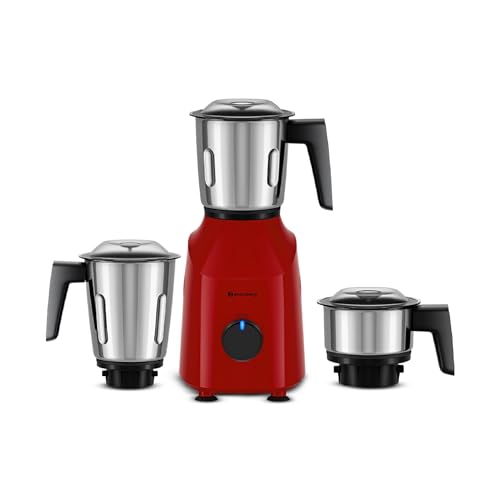 Atomberg Xiana 750 Watt Mixer Grinder | 3 Multipurpose Stainless Steel Jars | Coarse Mode For Silbatta-Like Textures | Powerful Intelligent Motor | Easy Fault Led Indication | Fiery Red