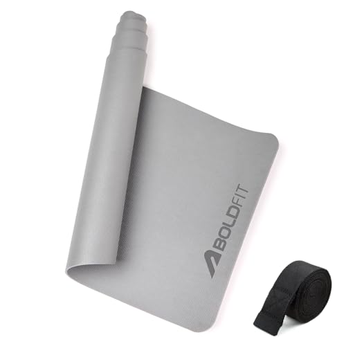 Boldfit Yoga Mats For Women Yoga Mat For Men Exercise Mat For Home Gym Mat Anti Slip Yogamate 5Mm Workout Mat Yogamat For Kids Yoga Mate Gym Mats – Grey, Ethylene Vinyl Acetate