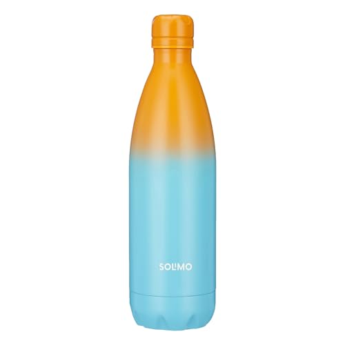 Amazon Brand – Solimo Stainless Steel Insulated Cola Dual Colour Bottle (1000Ml) | Superior Durability | 100% Food-Safe | Leak Proof | Bpa-Free Cap (Orange & Blue)