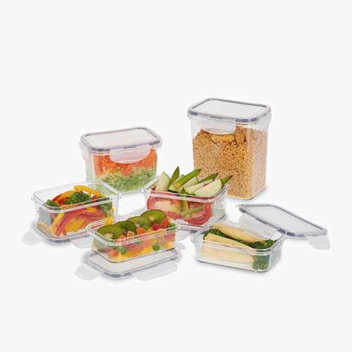 Steelo Sofresh Plastic Container Set Kitchen Organiser Air Tight Safe Us Fda Approved Pet Food Grade Heavy Duty Material, Bpa Free (Clear,300Mlx2,500Mlx2,900Mlx1,1400Mlx1,Pack Of 6)