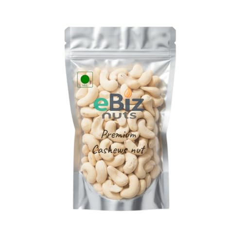 Ebiz W320 Jumbo Size White Cashew Nuts | Premium Crunchy Whole Cashews | Fresh & Natural Dry Fruits | Perfect For Snacking, Cooking, Sweets & Gifting | 80G Pack