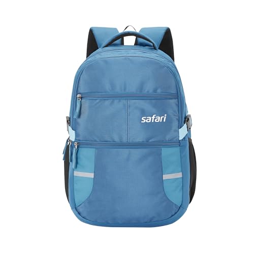 Safari Omega Spacious/Large 5 Compartment Laptop Backpack With Raincover, College Bag, Travel Bag For Unisex, Teal, 30 Litre