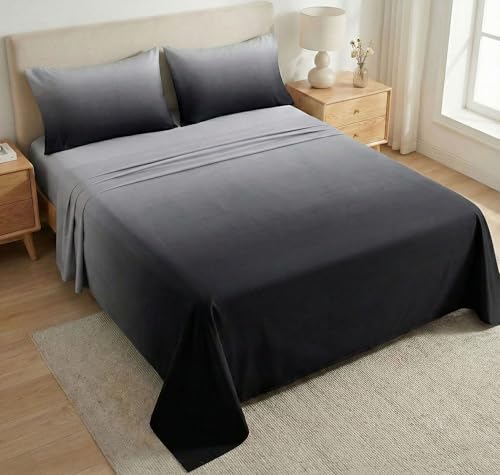 Bsb Home Double Bedsheet With 2 Pillow Covers | Cloud Cotton Feel 300 Tc Digital Print Bedsheet For King Size Bed | Luxury Bedding For Bedroom Home Décor | 108 X 108 Inches (Charcoal Smoke Ombre)