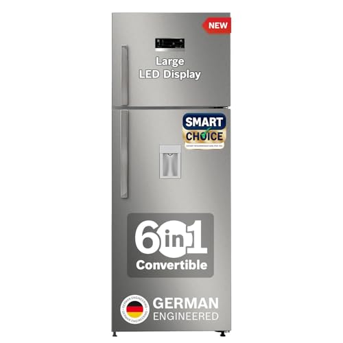 Bosch Max Convert 368L, 3-Star, Inverter Frost Free Double Door Refrigerator With Water Dispenser (Ctc39S03Di, 6-In-1 Convertible, Vitafresh Technology, 2 Cooling System, Shiny Silver)