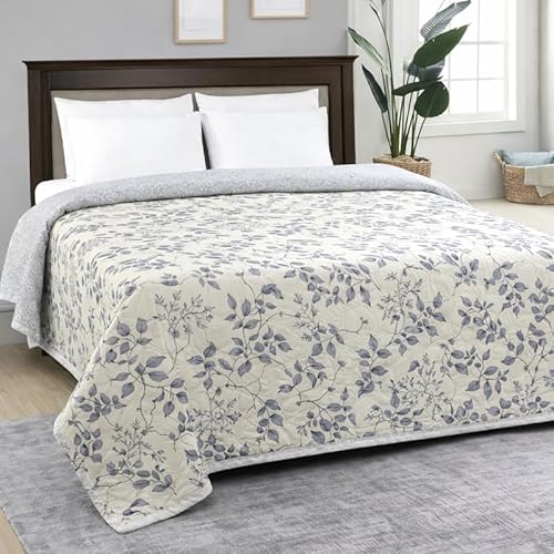 Homedy Luxury Ultrasonic Punch Ac Comforter Blanket – Quilted Microfiber Floral Pattern, Lightweight Breathable Hypoallergenic All‑Season Blanket For Bedroom, Travel (225 X 190 Cm) Ash Grey