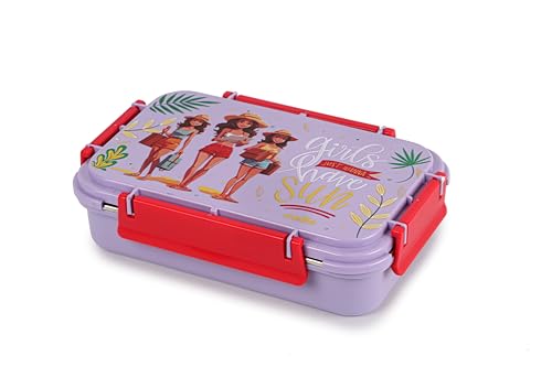 Cello Delish Insulated Lunch Box, Violet | Inner Stainless Steel Compartment | Silicon Seal In The Lid With 4 Sided Click Locks | Ideal For College,Office, Outdoor Activities