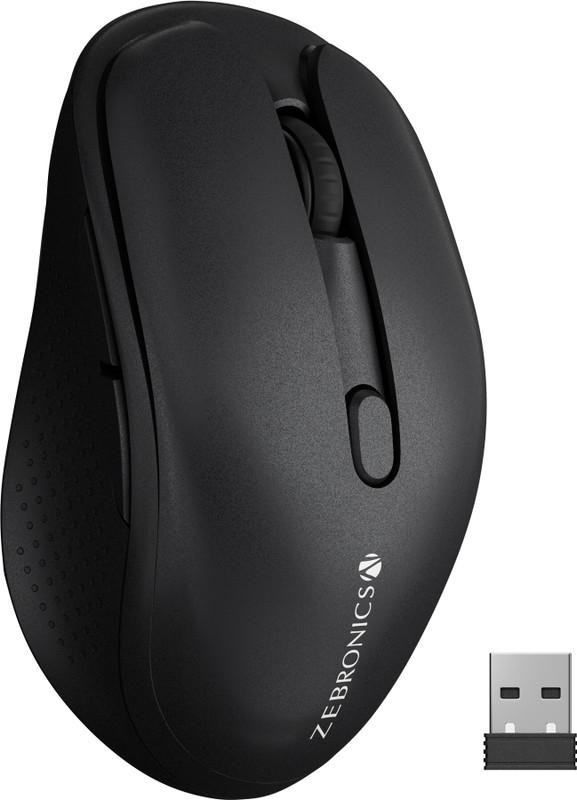 Zebronics Zeb-Charm, Wireless Mouse, Mode Switch Button, (Metallic Black) Wireless Ambidextrous Optical Mouse  With Bluetooth(2.4Ghz Wireless, Bluetooth, Metallic Black)